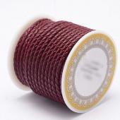 Плетеный шнур (4 мм) бордовый (10 см) кожа