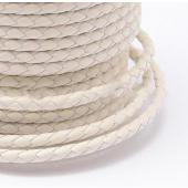 Плетеный шнур (4 мм) белый (10 см) кожа