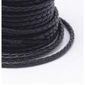 Плетеный шнур (4 мм) черный (10 см) кожа