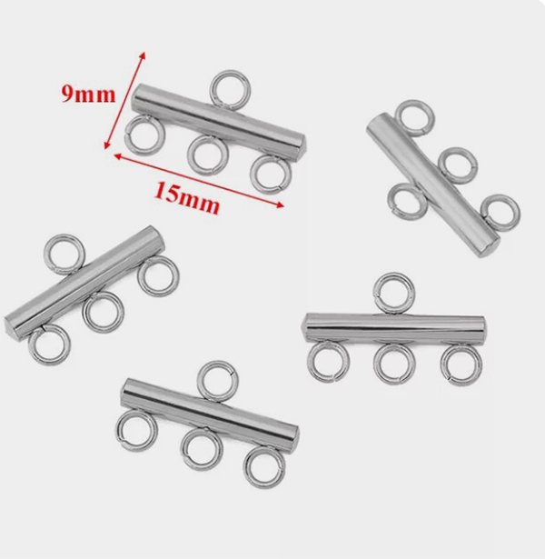 Коннектор для бижутерии нерж.сталь 3 петли (1 шт)
