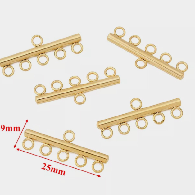 Коннектор для бижутерии нерж.сталь с позолотой 5 петель (1 шт)