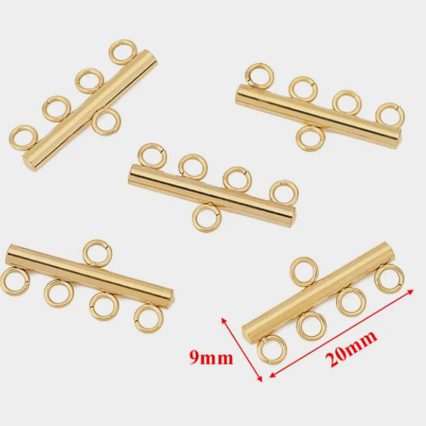 Коннектор для бижутерии нерж.сталь с позолотой 4 петли (1 шт)