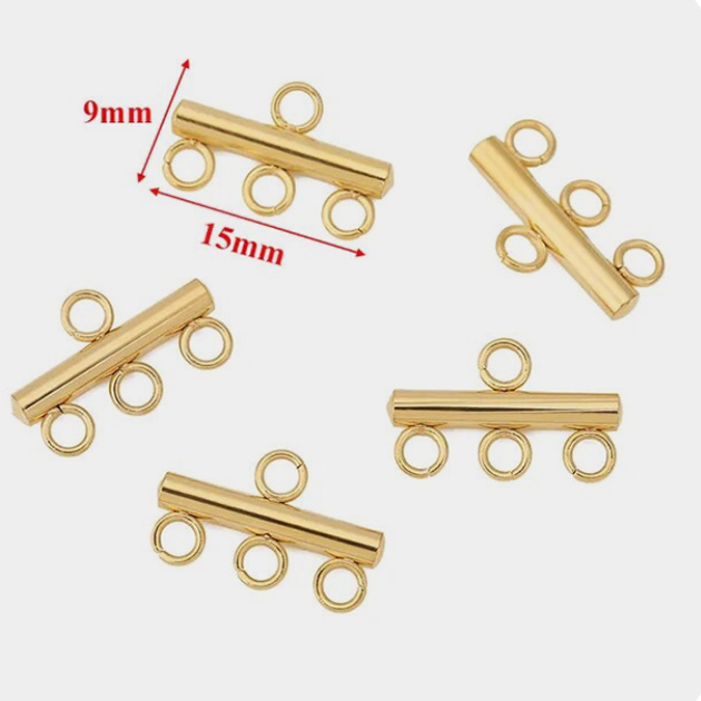 Коннектор для бижутерии нерж.сталь с позолотой 3 петли (1 шт)