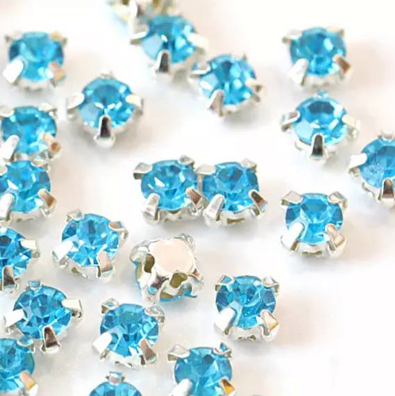 Шатон в оправе Blue Zircon 3 мм (1 шт)